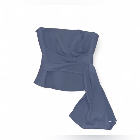 Zara Blue grey strapless top with ruched drape detail size XS. NWT - Picture 3 of 6